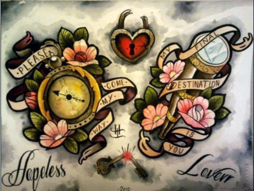 时尚艳丽的school风格纹身手稿