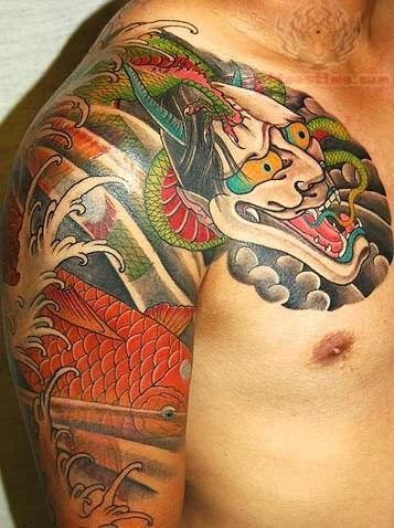亚洲的特色半甲鲤鱼纹身