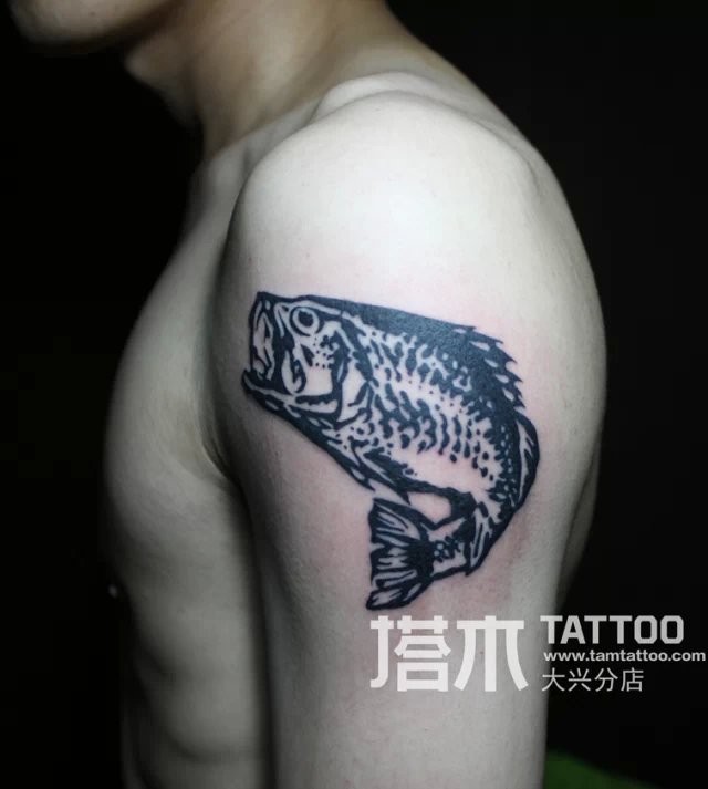 手臂鲈鱼图腾纹身