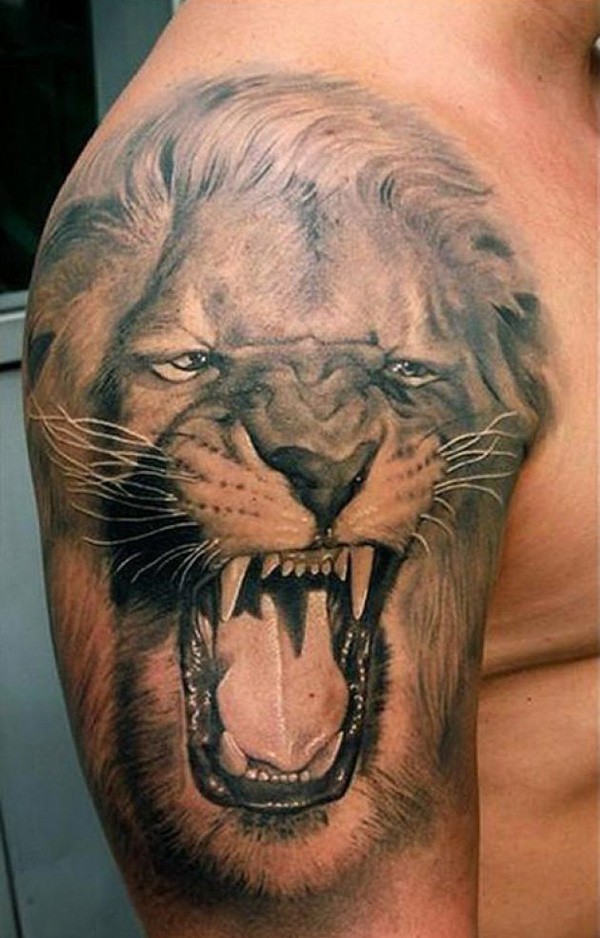 凶猛的动物  狮子纹身