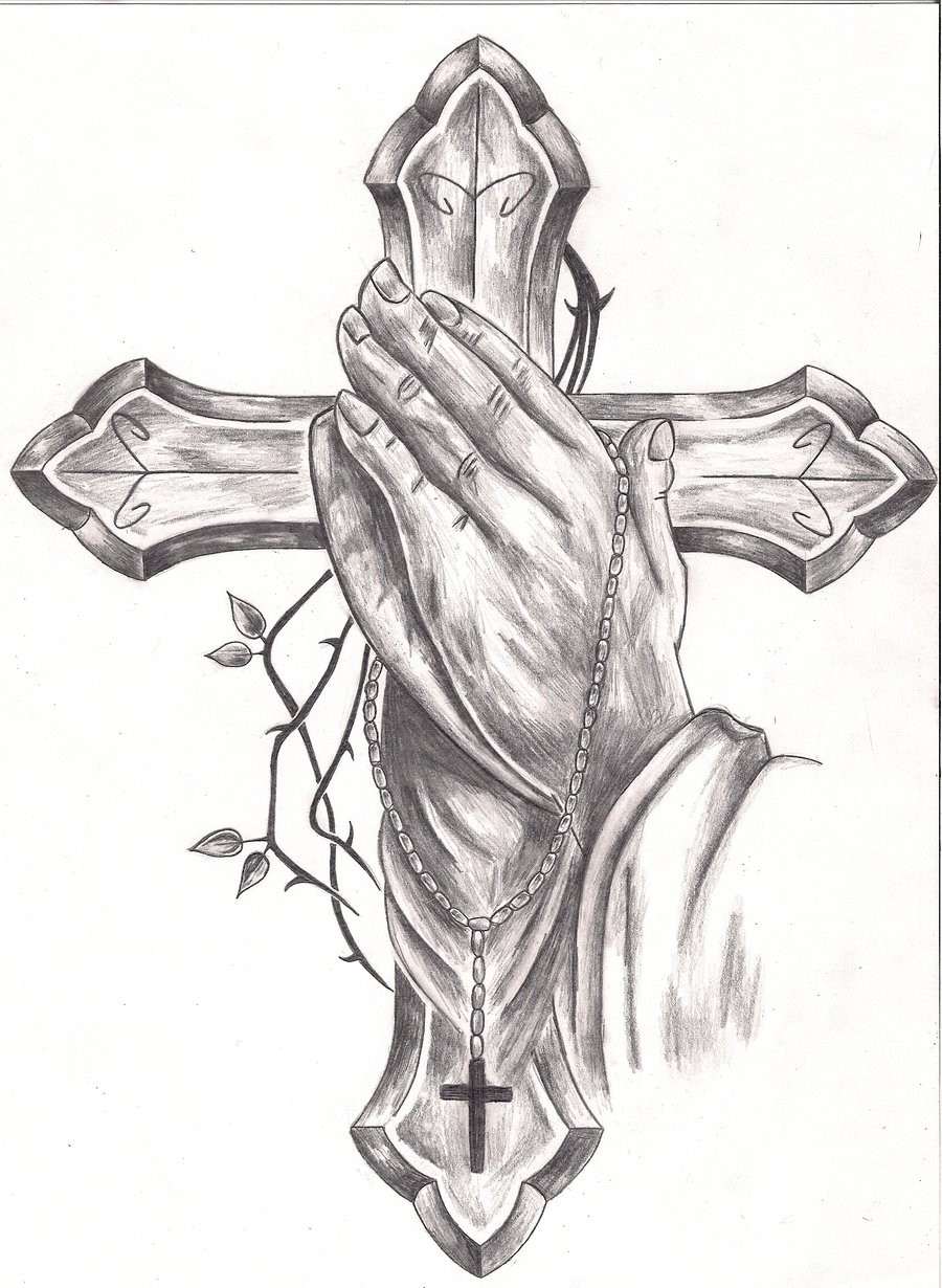 经典个性的祈祷手纹身