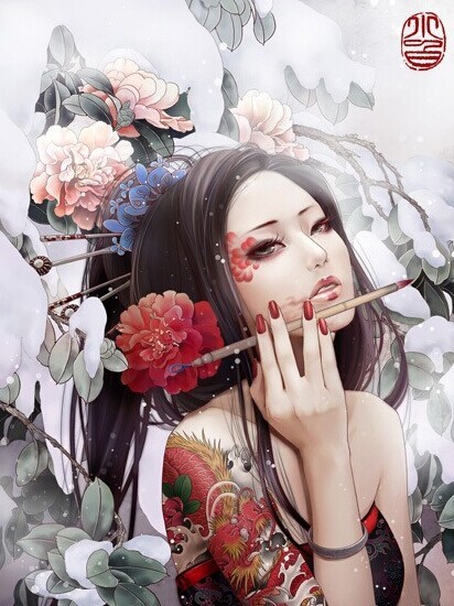 那些美得惊艳你眼球的纹身美女插画