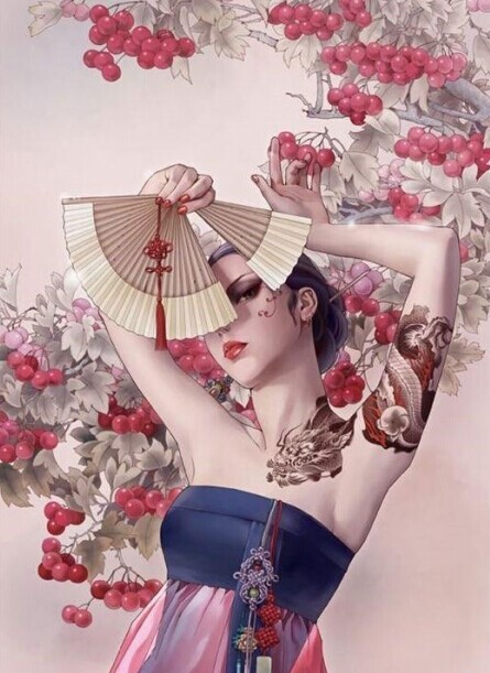 那些美得惊艳你眼球的纹身美女插画