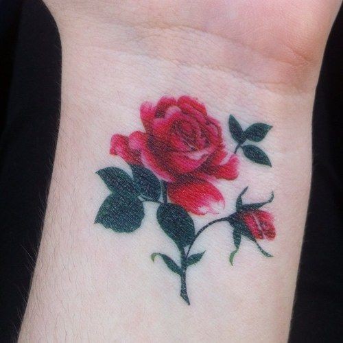 手腕漂亮唯美的玫瑰纹身
