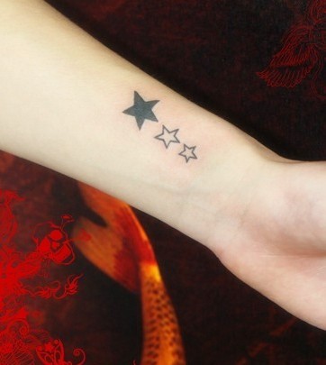 女性手腕上的星星刺青