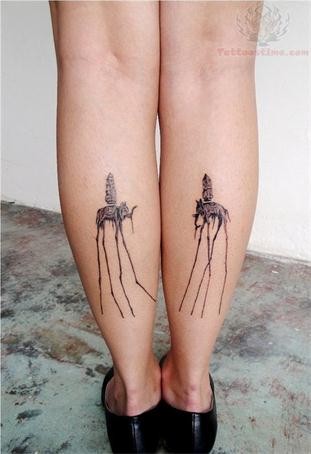 腿部个性的大象纹身