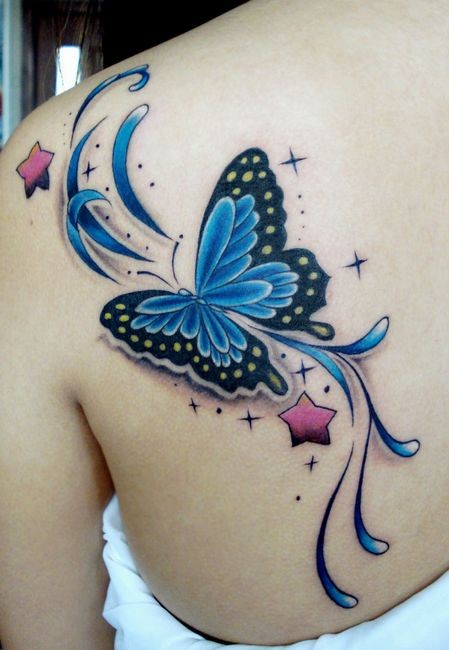 女生们喜爱的蝴蝶纹身