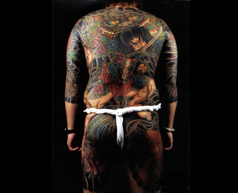男士日本风格全身彩色纹身图案
