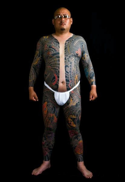 男士日本风格全身彩色纹身图案