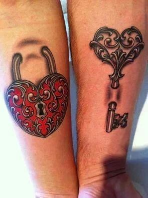 手臂上的爱情锁纹身