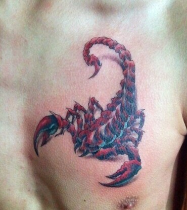 男人胸部霸气的蝎子纹身