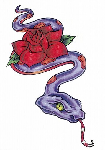 一组school风格的蛇纹身手稿