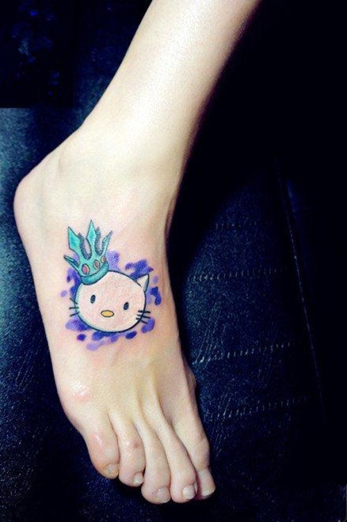 可爱的小动物脚背纹身