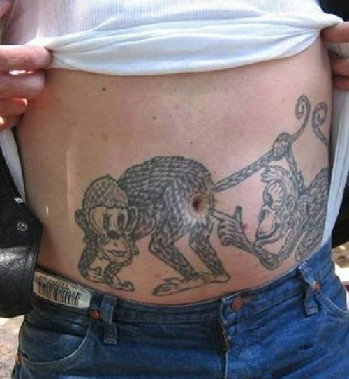 男士腹部经典有趣的纹身
