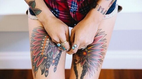 个性经典的女生大腿纹身