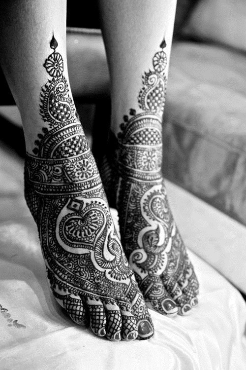 印度海娜时尚脚部纹身