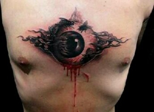 胸前经典3d纹身