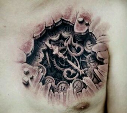 胸前经典3d纹身