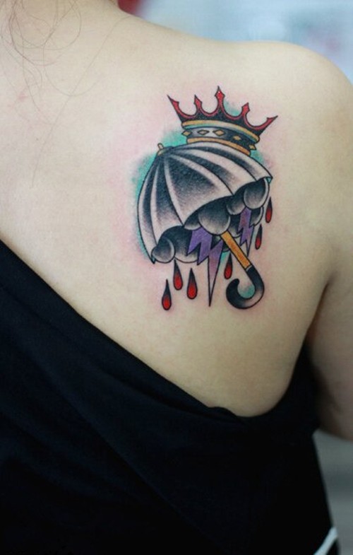 时尚个性雨伞纹身