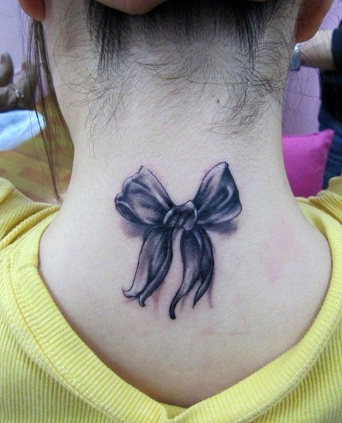 唯美漂亮的蝴蝶结纹身