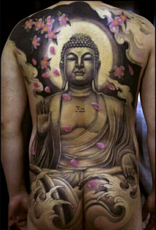 满背菩萨经典纹身