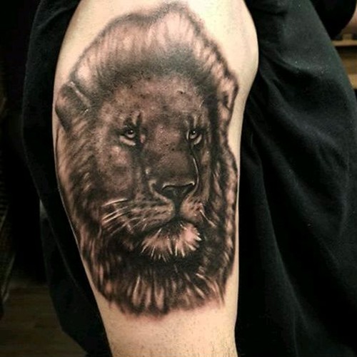 霸气狮子头手臂纹身
