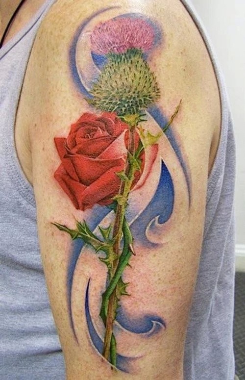 好看的玫瑰花纹身