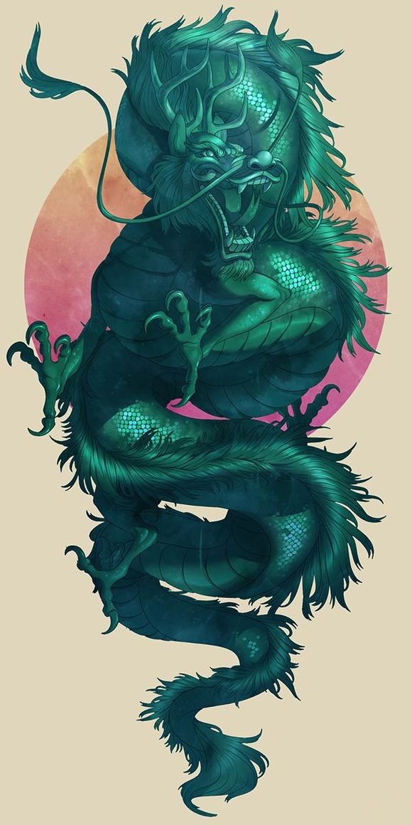 经典青龙纹身手稿