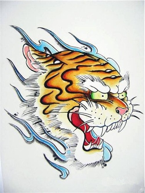 老虎纹身手稿欣赏