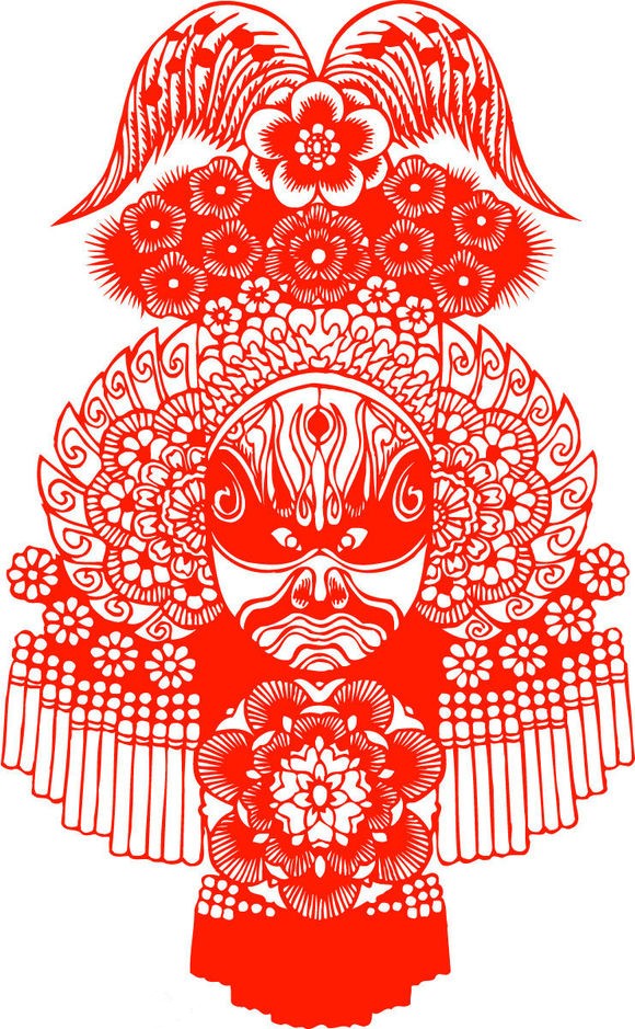 红色手稿花旦纹身