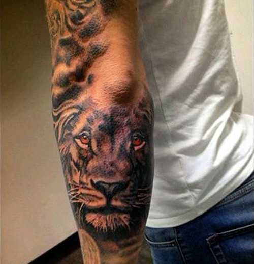 一组经典的手臂狮子纹身