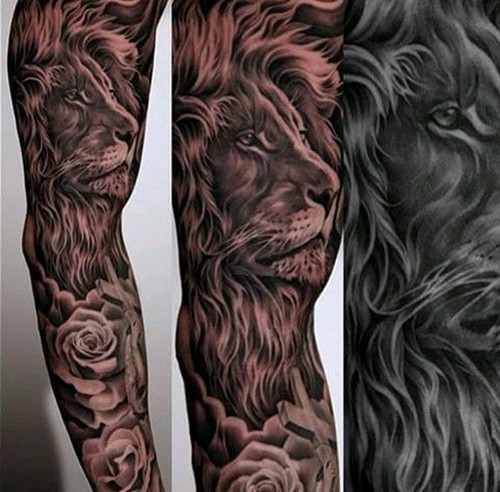 一组经典的手臂狮子纹身
