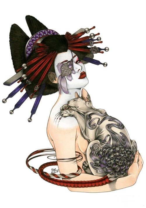 日本艺妓纹身手稿欣赏