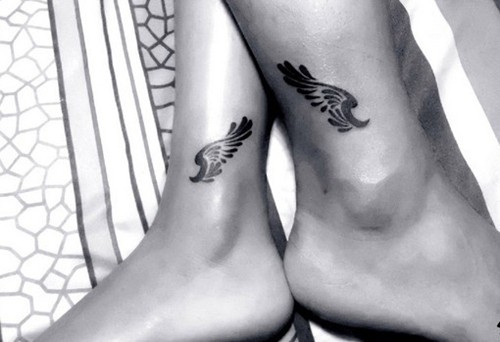 情侣脚踝个性图案纹身