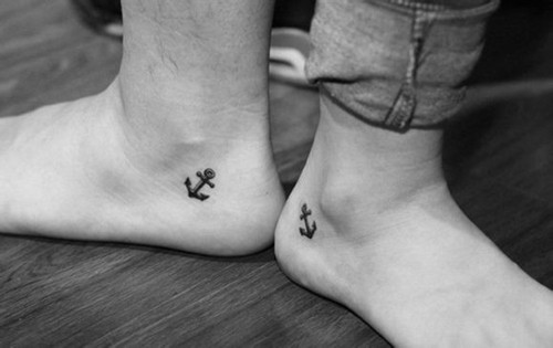 情侣脚踝个性图案纹身