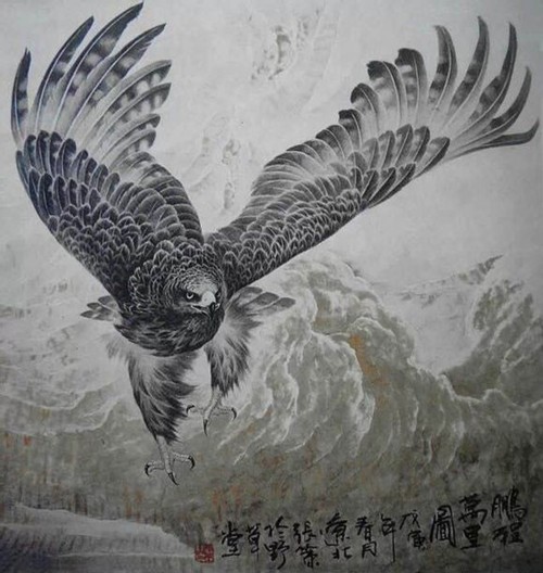 一组展翅的雄鹰纹身手稿