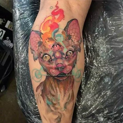 水墨风格动物图案纹身