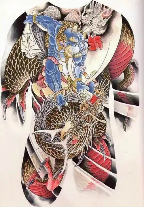 经典满背纹身手稿