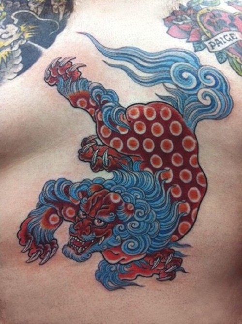 经典中国狮纹身