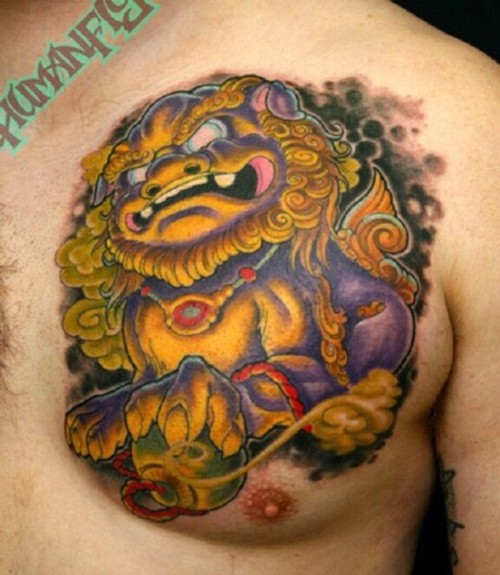 经典中国狮纹身