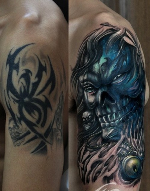 毁皮后的遮盖纹身