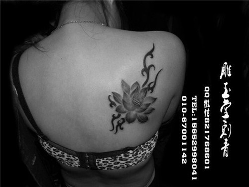荷花纹身  腹部纹身  十字架纹身  植物纹身