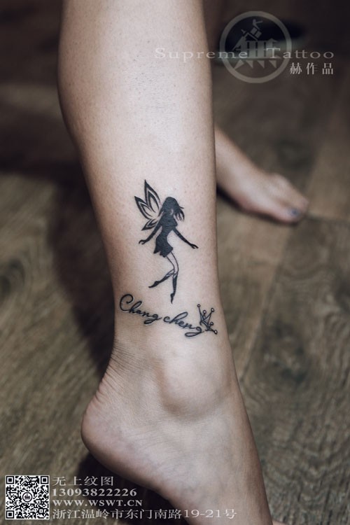 精致小精灵图案纹身  女生小腿纹身  美女纹身