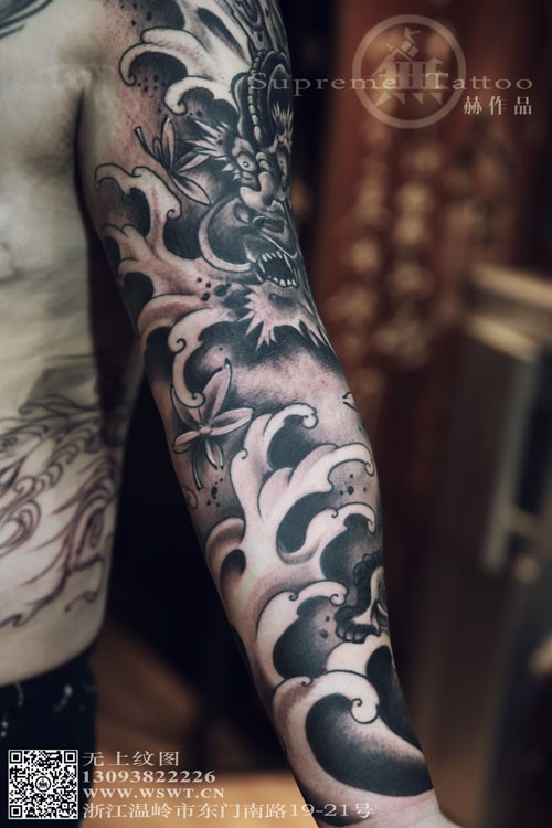 新传统风格花臂-龙  花臂纹身