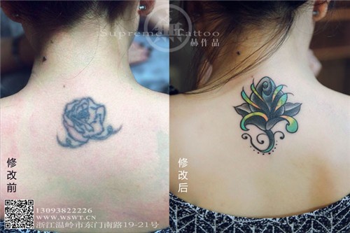 美女纹身修改遮盖 女生纹身 赫作品 纹身师作品 手稿纹身