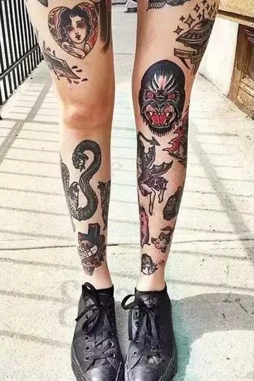 不可错过的时尚花腿纹身