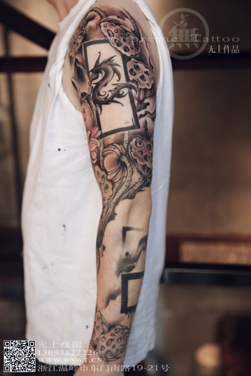 荷-花臂作品 手臂纹身  花臂纹身  无上作品