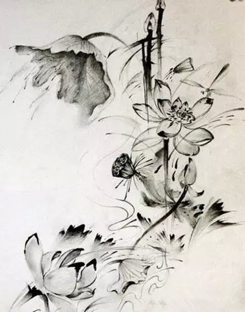 古典水墨风纹身手稿