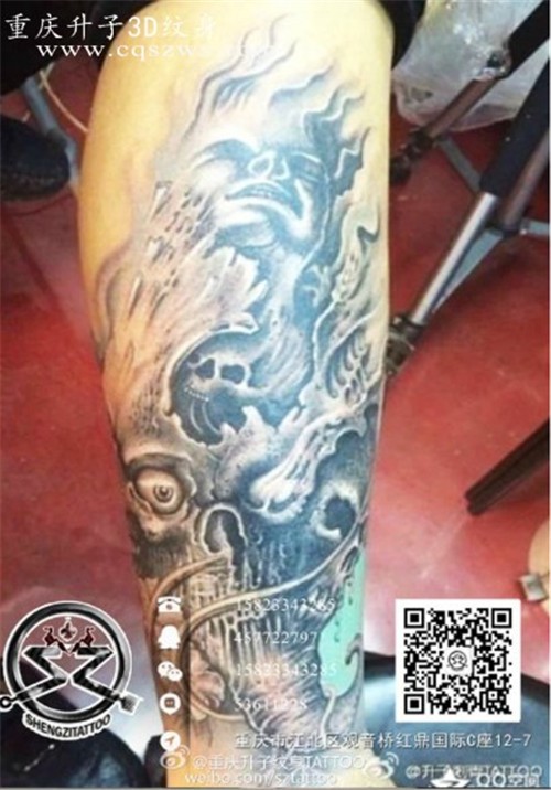 小腿纹身，重庆升子纹身，江北纹身，沙坪坝纹身，解放碑纹身