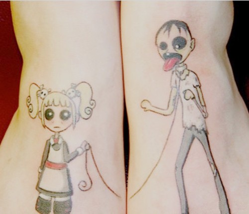 我中有你  你中有我  情侣手臂脚踝纹身